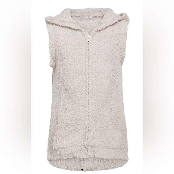 NWT Barefoot Dreams Cozychic Youth kids girls Sleeveless Hoodie Vest Stone soft - Picture 2 of 6